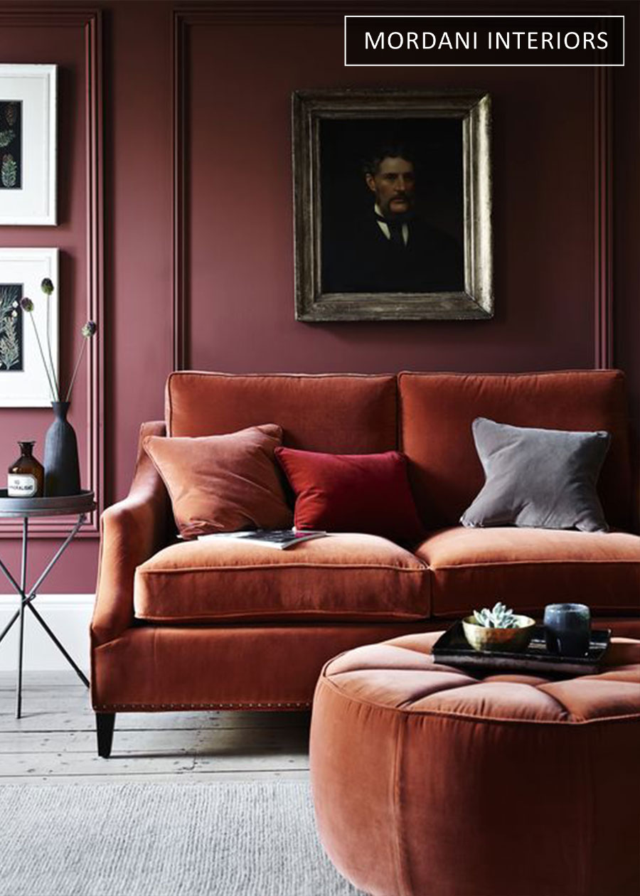 Deep Orange Velvet Upholstery Fabric